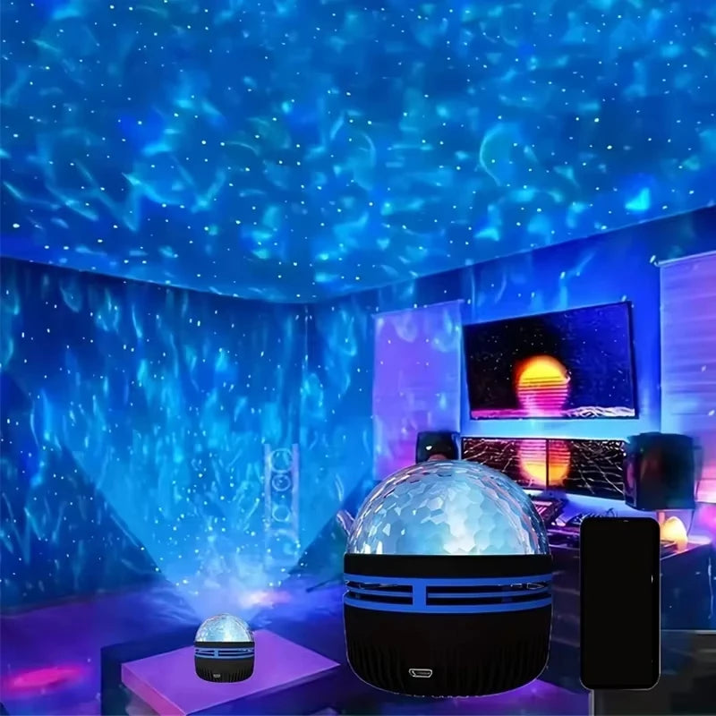 Starry Night Sky Projector – RGB LED Galaxy Light with Remote (Water Ripples Effect)