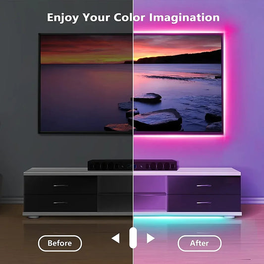 Bluetooth RGB LED Strip Light – USB Powered, Flexible & Remote Controlled (1m–30m)