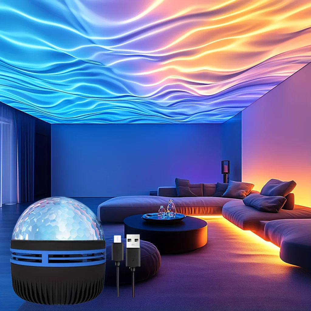 Starry Night Sky Projector – RGB LED Galaxy Light with Remote (Water Ripples Effect)