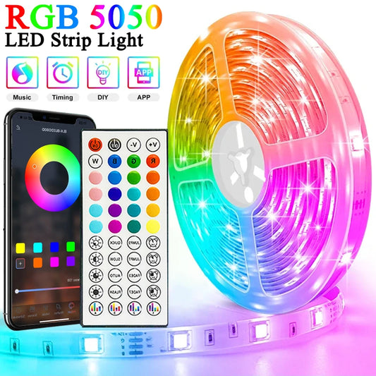 APP-Controlled RGB LED Strip Light - USB Powered, 1m–40m, Music Sync & 44-Key Remote